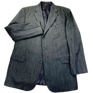 Dorchester Vtg Wool Tweed Sport Coat Monarch 110s Gray Herringbone 44 46 XL Prep